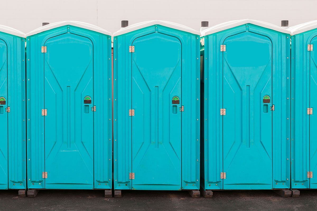 Industrial portable restroom units at a plant in Lawton, Oklahoma