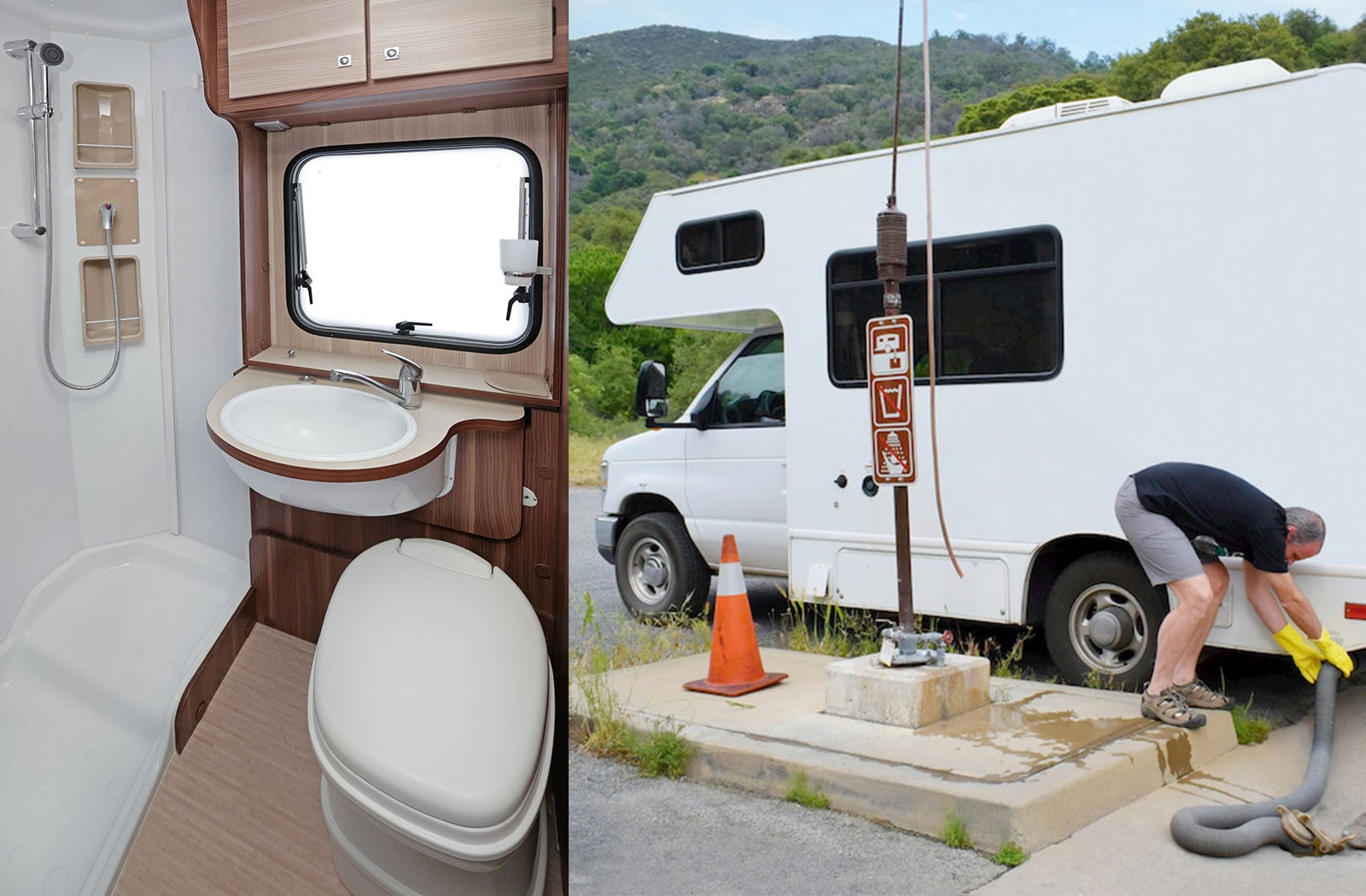 Portable RV/camper toilet and holding tank setup in Lawton, Oklahoma