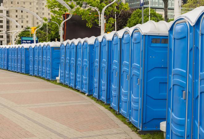 Seasonal porta potty units set up at a Lawton, Oklahoma venue